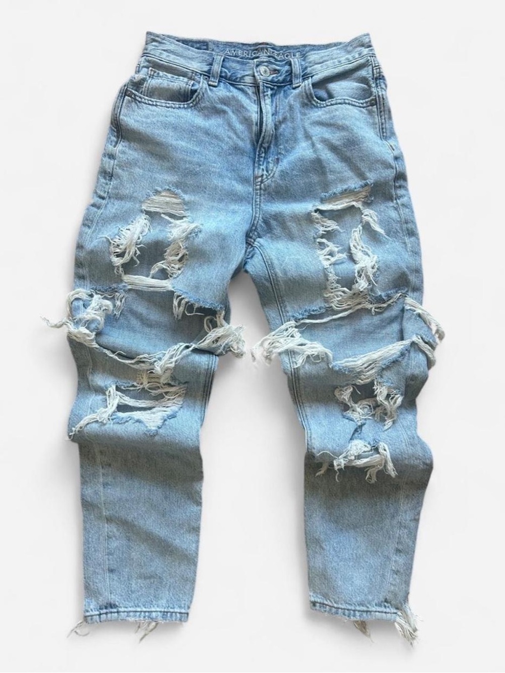 American Eagle Outfitters Light Blue Distressed Slim Straight Jeans